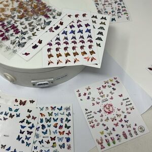 Nail Art Stickers Set, Floral & Butterfly Designs, Self-Adhesive acrylic nails
